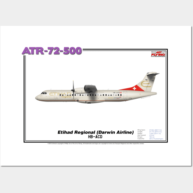 Avions de Transport Régional 72-500 - Etihad Regional (Darwin Airline) (Art Print) Wall Art by TheArtofFlying